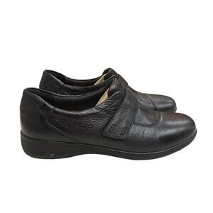 Clarks Collection Gael Bombay Flat Womens 10 M Black Leather Strap Comfort Shoe